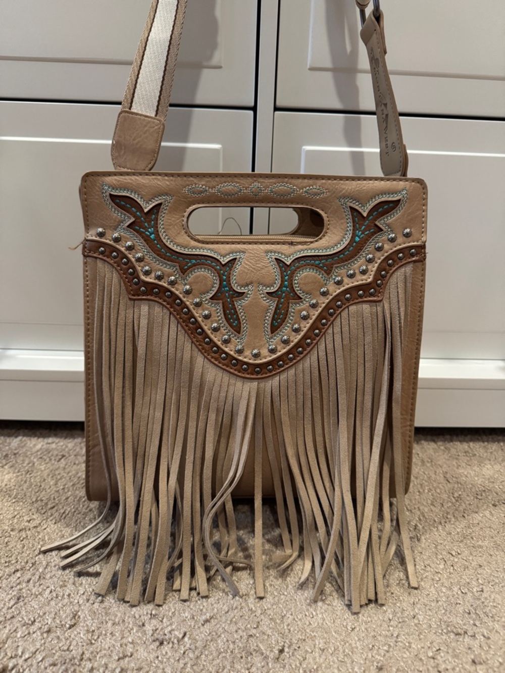 Montana West Fringe Embroidered Handbag